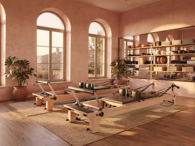 Pilates reformer vora el mar