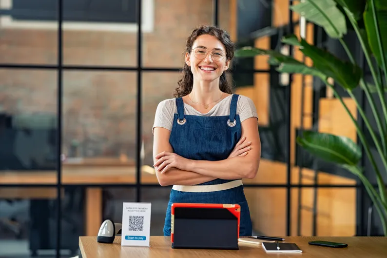 Tabletop stands with QR code and NFC tag