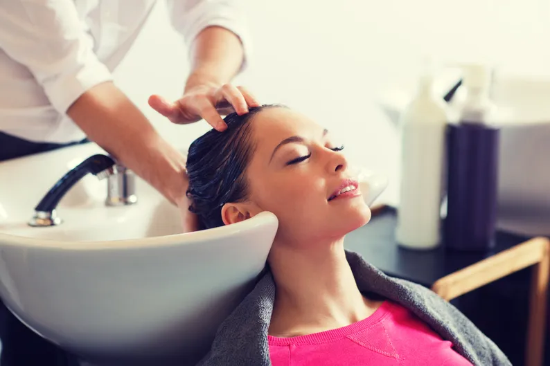 Washing hair in a beauty salon