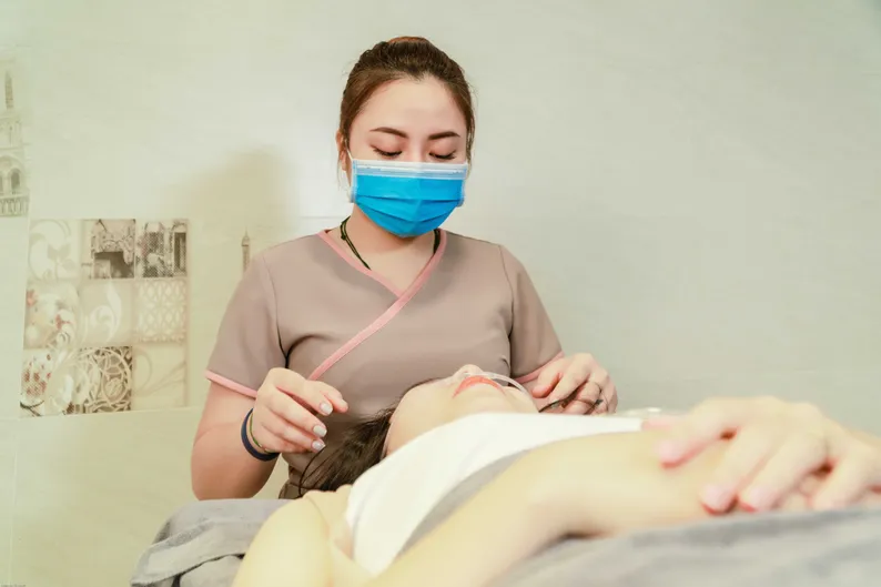 A permanent makeup session
