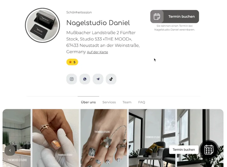 Eine Nagelstudio-Website 